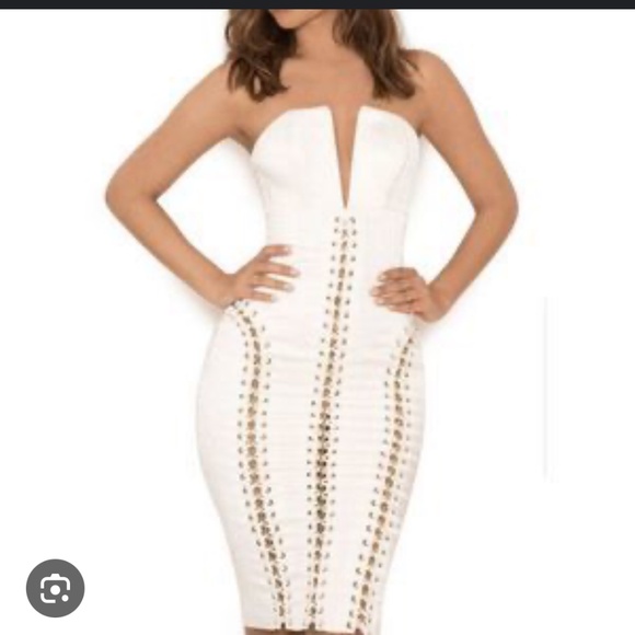 House of CB Dresses & Skirts - House of CB Alberta White Jacquard Strapless Dress